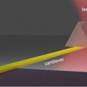 A diagram showing the set up of an experiment for solid-state refrigeration using a laser.