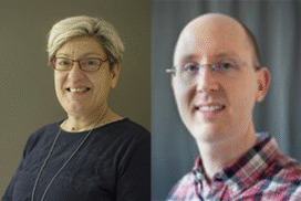 A split image, one of Maria on the left and Darick on the right